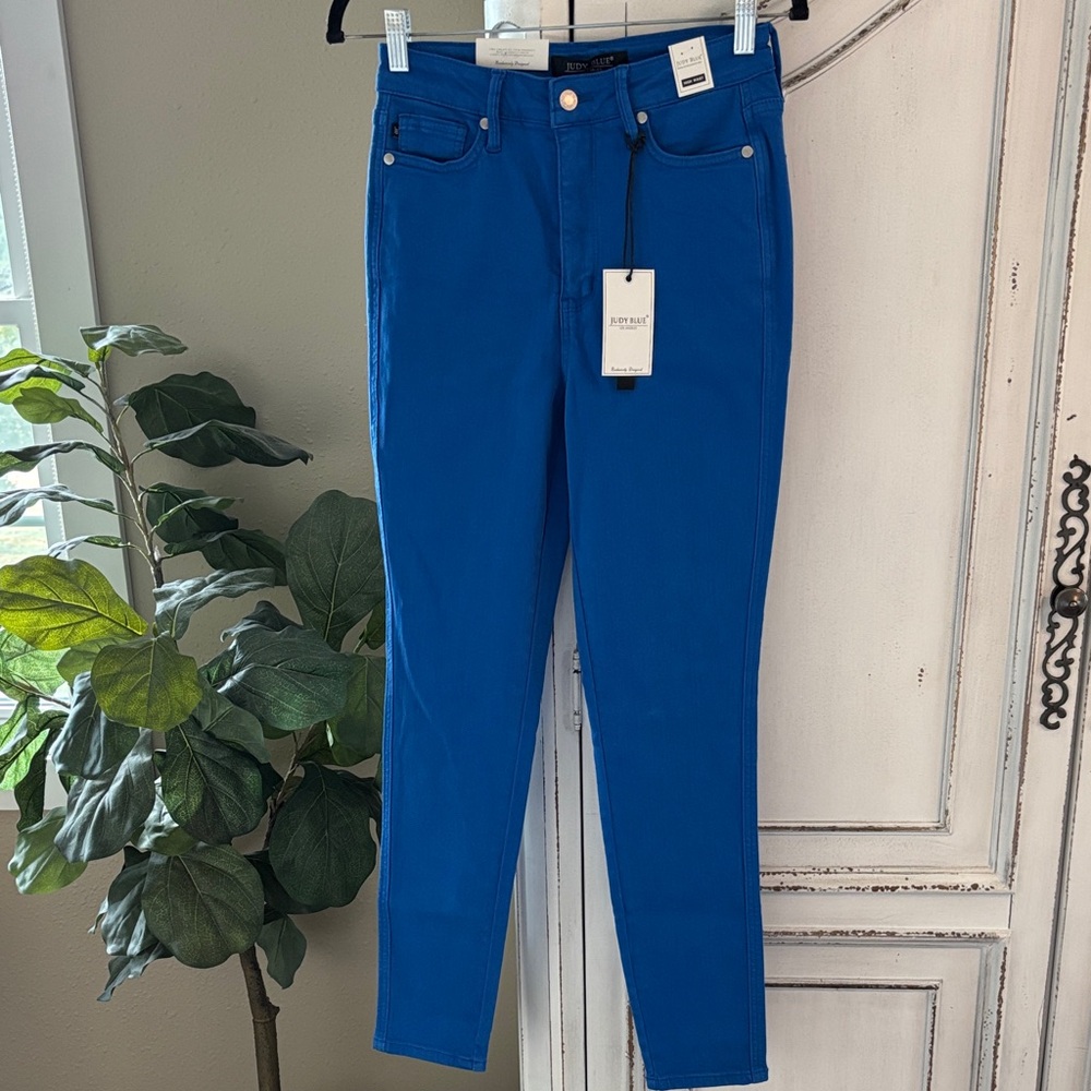 NWT Judy Blue Garment Dyed Cobalt Blue High Waist Jeans, Women’s Size 5/27